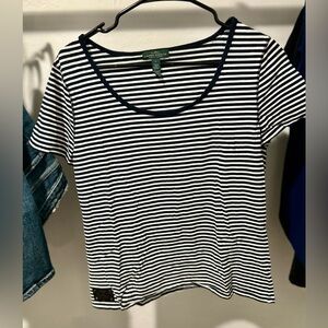 Ralph Lauren Navy and White Striped Tee